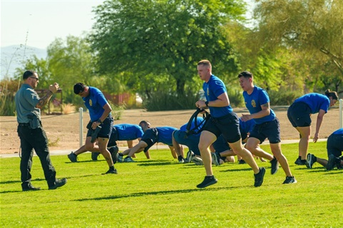 Recruits doing physical exercise 