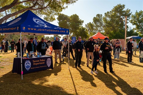 Image of TPD tent and recruiters at career fair
