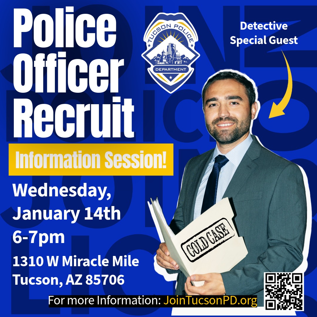 male police detective promoting Information session
