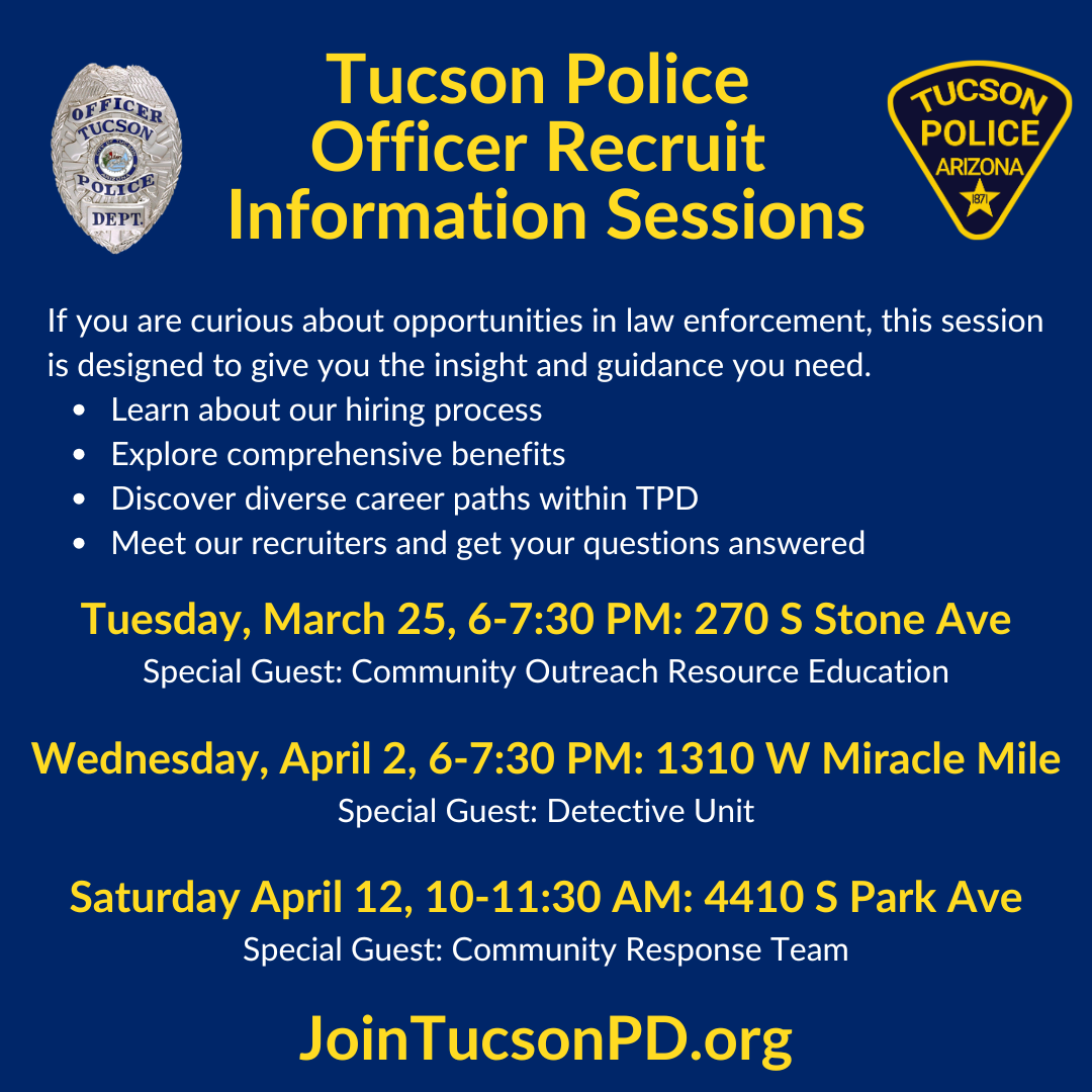 Tucson Police Officer Info Session dates 